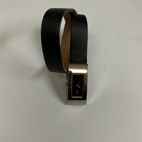 Vintage Donna Karan New York Silver Stainless Steel Watch like new. Doub…